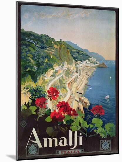 Poster Advertising the Amalfi Coast-Mario Borgoni-Mounted Giclee Print