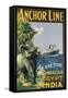 Poster Advertising the 'Anchor Line' to and from Gibraltar, Egypt and India-null-Framed Stretched Canvas