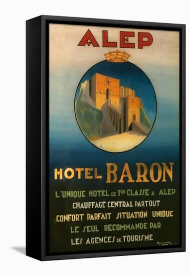 Poster Advertising the Baron Hotel in Aleppo, C.1920-null-Framed Stretched Canvas