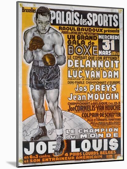 Poster Advertising the Boxing Match Between the Belgian Champion, Delannoit and the Dutch…-Belgian School-Mounted Giclee Print