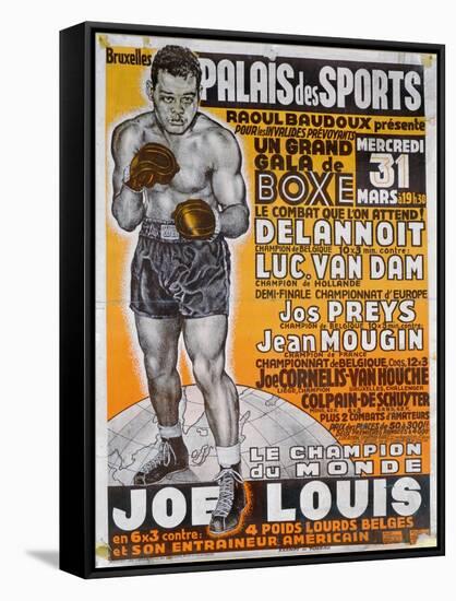 Poster Advertising the Boxing Match Between the Belgian Champion, Delannoit and the Dutch…-Belgian School-Framed Stretched Canvas