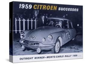 Poster Advertising the Citroën Monte Carlo Rally Winner, 1959-null-Stretched Canvas