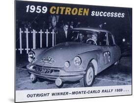 Poster Advertising the Citroën Monte Carlo Rally Winner, 1959-null-Mounted Giclee Print