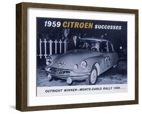 Poster Advertising the Citroën Monte Carlo Rally Winner, 1959-null-Framed Giclee Print