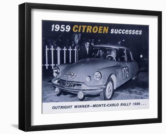 Poster Advertising the Citroën Monte Carlo Rally Winner, 1959-null-Framed Giclee Print