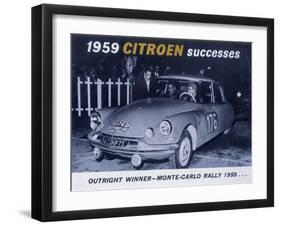 Poster Advertising the Citroën Monte Carlo Rally Winner, 1959-null-Framed Giclee Print