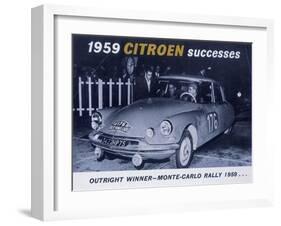 Poster Advertising the Citroën Monte Carlo Rally Winner, 1959-null-Framed Giclee Print