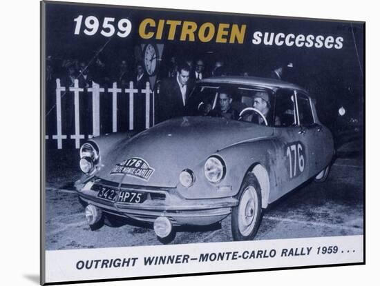 Poster Advertising the Citroën Monte Carlo Rally Winner, 1959-null-Mounted Giclee Print