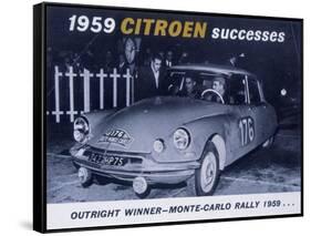 Poster Advertising the Citroën Monte Carlo Rally Winner, 1959-null-Framed Stretched Canvas