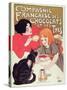 Poster Advertising the Compagnie Francaise Des Chocolats Et Des Thes, circa 1898-Théophile Alexandre Steinlen-Stretched Canvas