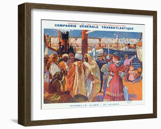 Poster Advertising the 'Compagnie Generale Transatlantique' Boat Service-David Dellepiane-Framed Giclee Print