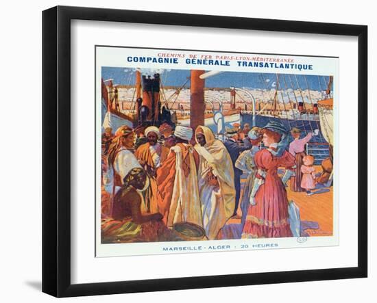 Poster Advertising the 'Compagnie Generale Transatlantique' Boat Service-David Dellepiane-Framed Giclee Print