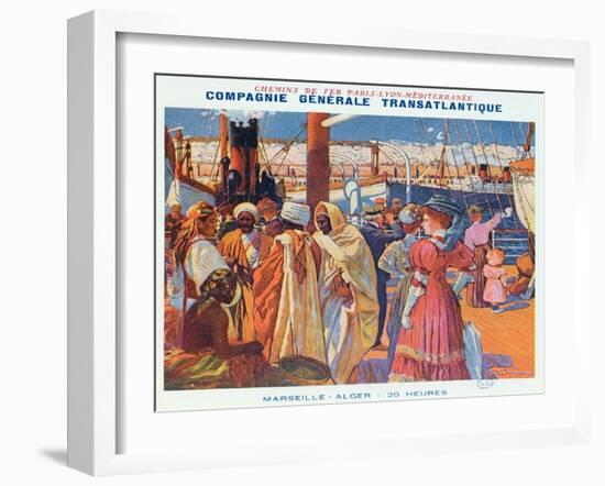 Poster Advertising the 'Compagnie Generale Transatlantique' Boat Service-David Dellepiane-Framed Giclee Print