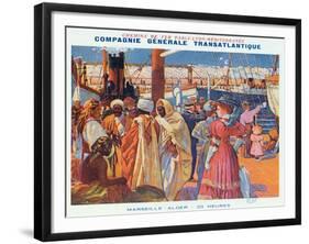 Poster Advertising the 'Compagnie Generale Transatlantique' Boat Service-David Dellepiane-Framed Giclee Print