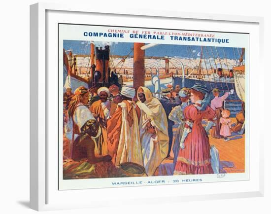 Poster Advertising the 'Compagnie Generale Transatlantique' Boat Service-David Dellepiane-Framed Giclee Print