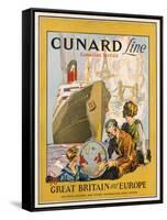 Poster Advertising the Cunard Line to Great Britain and Europe, C.1932-null-Framed Stretched Canvas