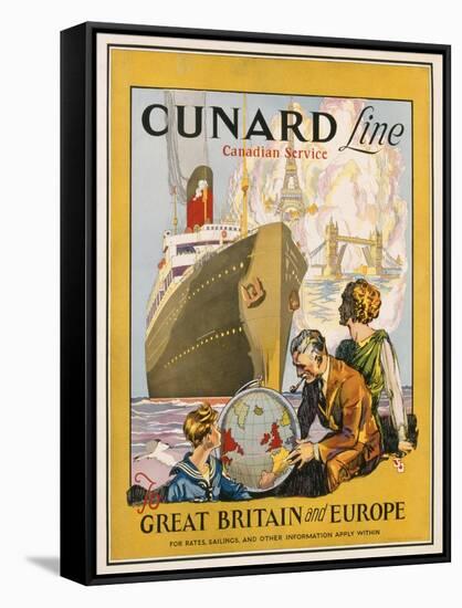 Poster Advertising the Cunard Line to Great Britain and Europe, C.1932-null-Framed Stretched Canvas