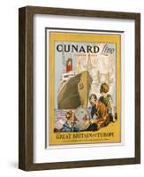 Poster Advertising the Cunard Line to Great Britain and Europe, C.1932-null-Framed Giclee Print