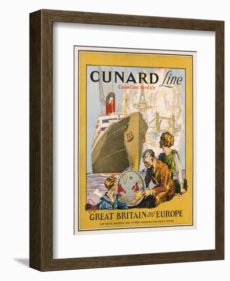 Poster Advertising the Cunard Line to Great Britain and Europe, C.1932-null-Framed Giclee Print