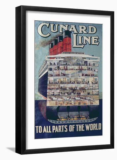 Poster Advertising the 'Cunard Line'-null-Framed Giclee Print