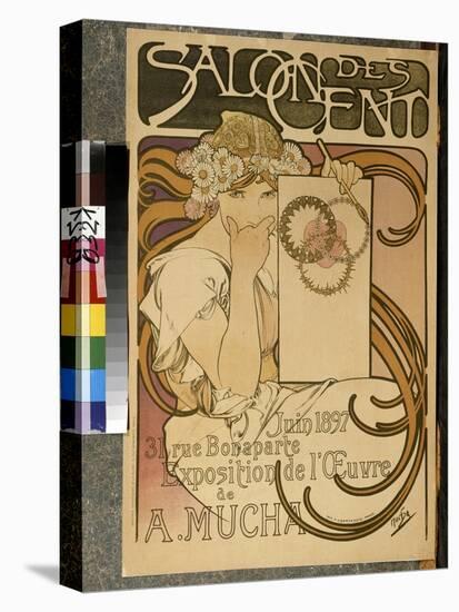 Poster Advertising the Exhibition of A. Mucha at the Salon Des Cent, 31 Rue Bonaparte a Paris, June-Alphonse Marie Mucha-Stretched Canvas