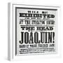 Poster Advertising the Exhibition of 'The Head of the renowned bandit Joaquin'-null-Framed Giclee Print