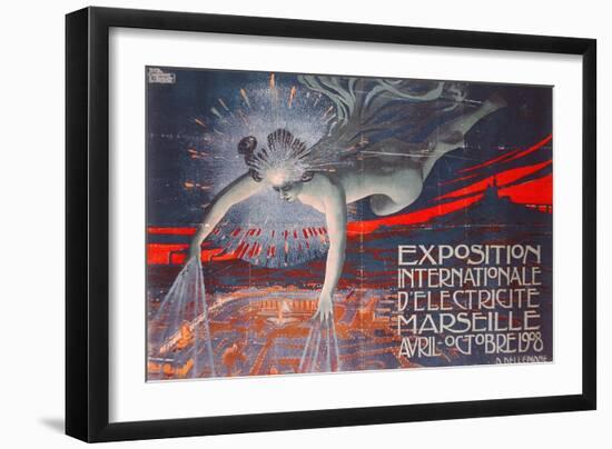 Poster Advertising the Exposition Internationale d'Electricite at Marseille, 1908-David Dellepiane-Framed Giclee Print