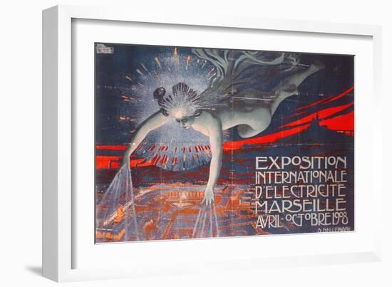 Poster Advertising the Exposition Internationale d'Electricite at Marseille, 1908-David Dellepiane-Framed Giclee Print