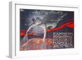 Poster Advertising the Exposition Internationale d'Electricite at Marseille, 1908-David Dellepiane-Framed Giclee Print