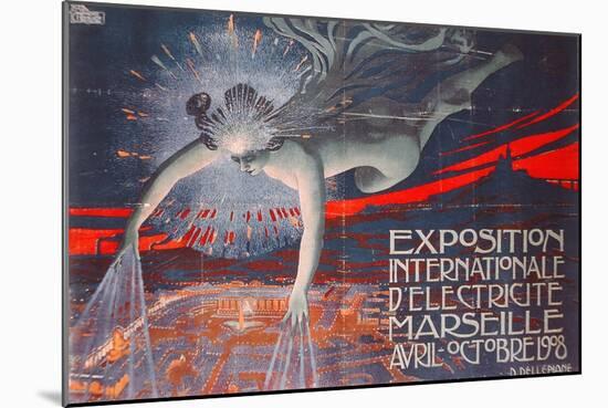 Poster Advertising the Exposition Internationale d'Electricite at Marseille, 1908-David Dellepiane-Mounted Giclee Print