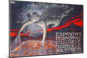 Poster Advertising the Exposition Internationale d'Electricite at Marseille, 1908-David Dellepiane-Mounted Giclee Print