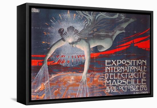 Poster Advertising the Exposition Internationale d'Electricite at Marseille, 1908-David Dellepiane-Framed Stretched Canvas