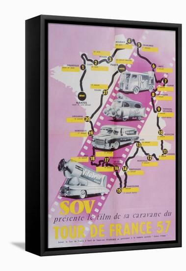 Poster Advertising the Film of the 'Tour De France 1957', 1957-null-Framed Stretched Canvas