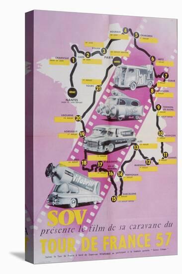 Poster Advertising the Film of the 'Tour De France 1957', 1957-null-Stretched Canvas