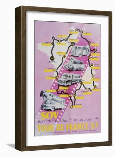 Poster Advertising the Film of the 'Tour De France 1957', 1957-null-Framed Giclee Print