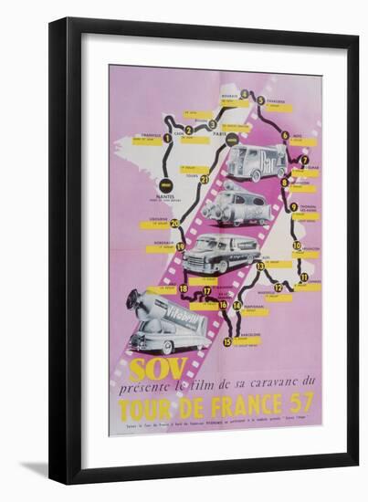 Poster Advertising the Film of the 'Tour De France 1957', 1957-null-Framed Giclee Print