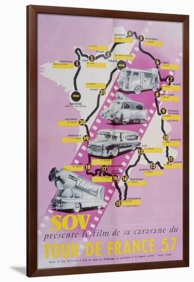 Poster Advertising the Film of the 'Tour De France 1957', 1957-null-Framed Giclee Print