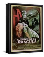 Poster Advertising the French Version of the Film, 'The Horror of Dracula'-French School-Framed Stretched Canvas