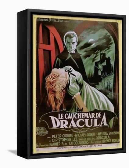 Poster Advertising the French Version of the Film, 'The Horror of Dracula'-French School-Framed Stretched Canvas