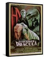 Poster Advertising the French Version of the Film, 'The Horror of Dracula'-French School-Framed Stretched Canvas