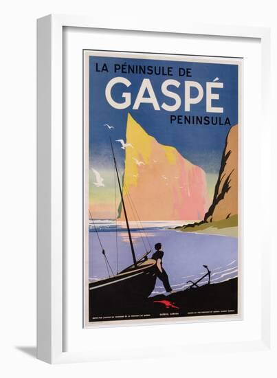 Poster Advertising the Gaspe Peninsula, Quebec, Canada, C.1938 (Colour Litho)-Canadian-Framed Giclee Print