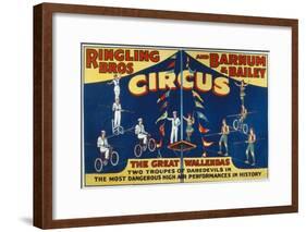 Poster Advertising the Great Wallendas at the 'Ringling Bros. and Barnum and Bailey Circus'-American-Framed Giclee Print