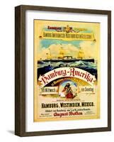 Poster Advertising the Hamburg American Line, 1883-German School-Framed Giclee Print
