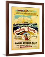 Poster Advertising the Hamburg American Line, 1883-German School-Framed Giclee Print