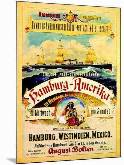 Poster Advertising the Hamburg American Line, 1883-German School-Mounted Giclee Print