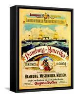Poster Advertising the Hamburg American Line, 1883-German School-Framed Stretched Canvas
