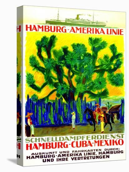 Poster Advertising the Hamburg American Line, 1923-null-Stretched Canvas