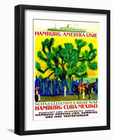 Poster Advertising the Hamburg American Line, 1923-null-Framed Giclee Print