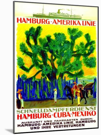 Poster Advertising the Hamburg American Line, 1923-null-Mounted Giclee Print