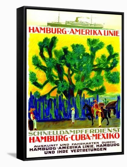 Poster Advertising the Hamburg American Line, 1923-null-Framed Stretched Canvas